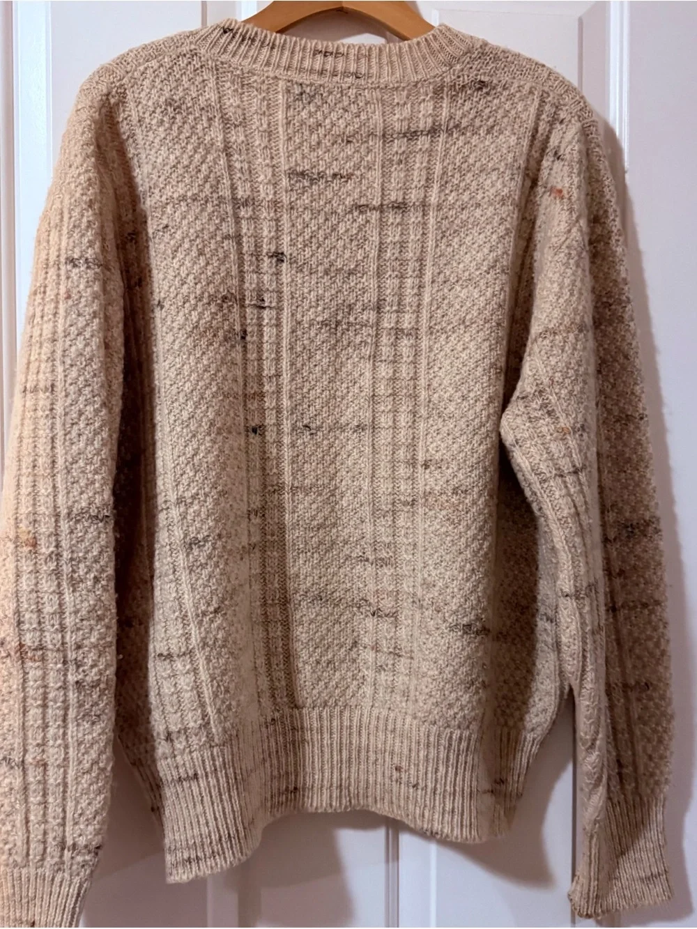 Pendleton Cream Flecked Wool V-Neck Sweater